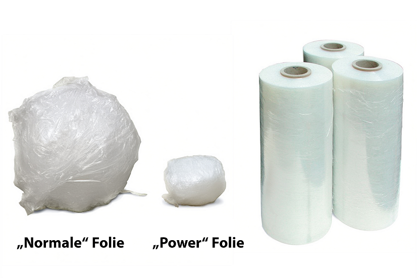 unterschiedliche Sorten Folie, abgebildet ist normale und Power Folie